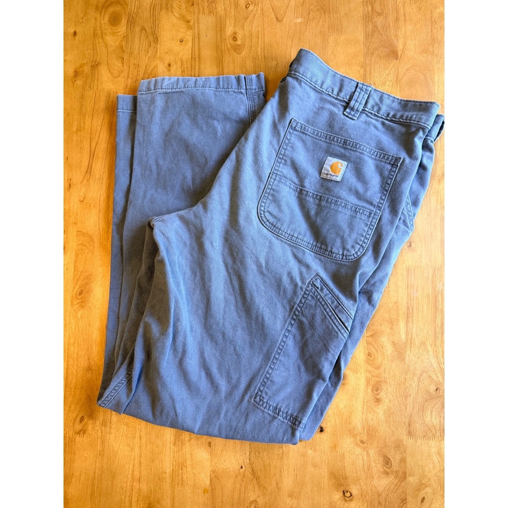 Carhartt Rugged Flex Relaxed Fit Canvas Work Pants Blue Gray 38x34 BN2291-M Men